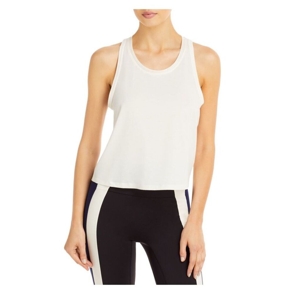 PUMA Womens Ivory Dual-layer Sleeveless Scoop Neck Active Wear Tank Top L